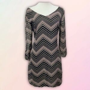 Retro, Lily Rose, Black and Pink, Chevron, Shift Dress
